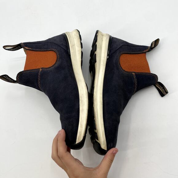 Blundstone Men's Navy Suede Orange Chelsea Boots - Picture 3 of 9